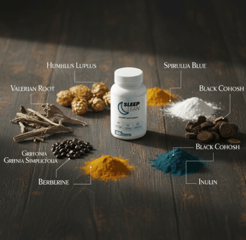 SleepLean ingredient label showing supplement facts